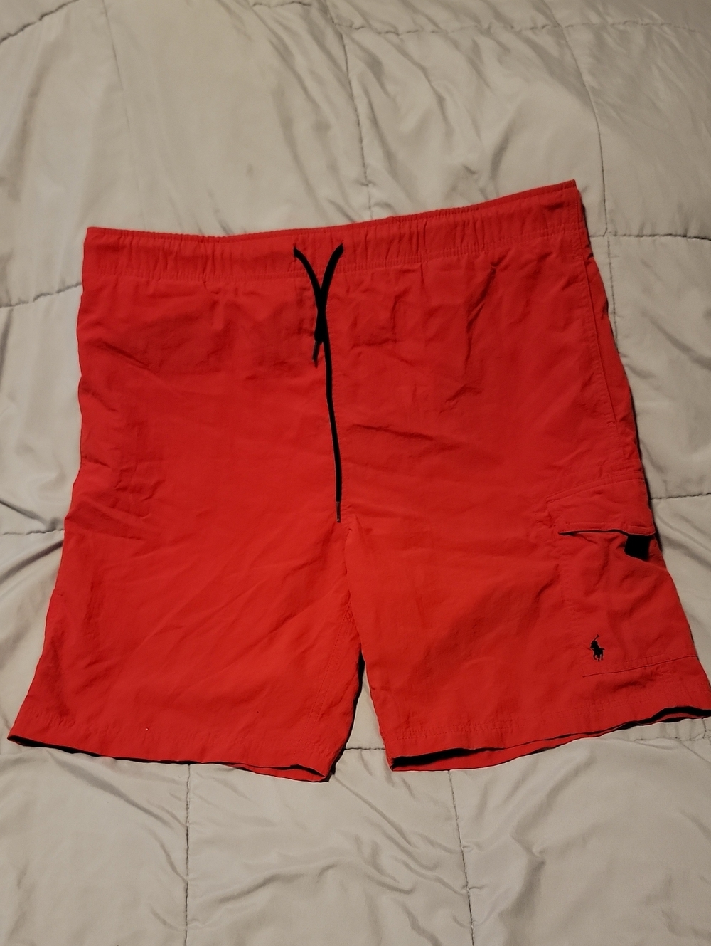 Polo by Ralph Lauren Red Swim Board Shorts with Black Drawstring